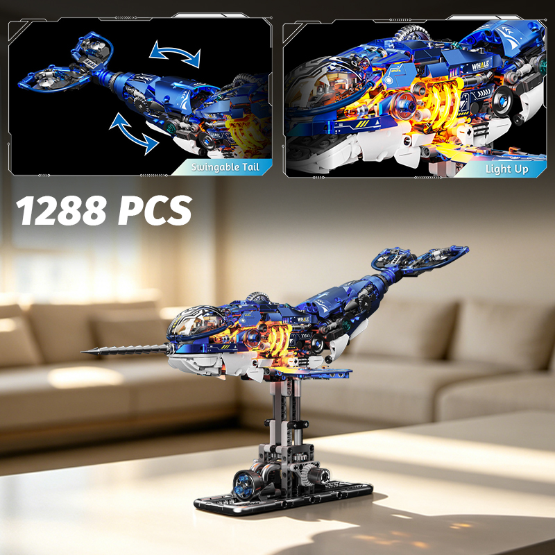 Model Kit Anubis - 1288 PCS Mecha Narwhal Brick Model,
