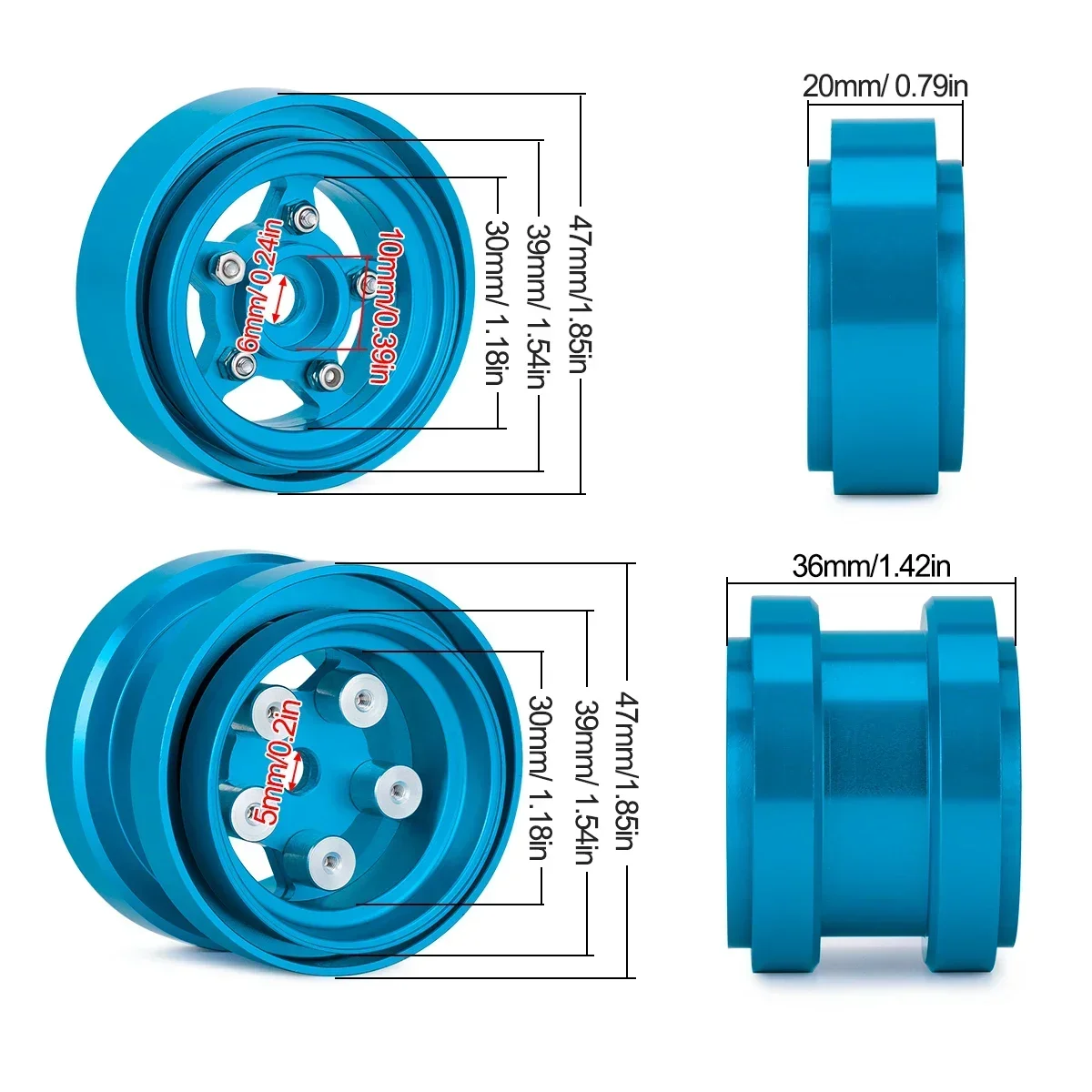 Aluminum Beadlock Wheels for 1 - Model Kit Helicopter 评论和价格